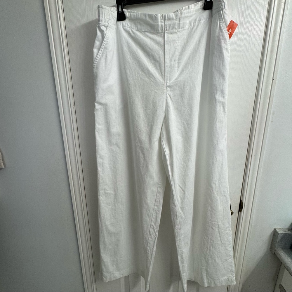 Joe Fresh White Linen Blend Wide Leg Pants NWT Coastal Grandmother XL